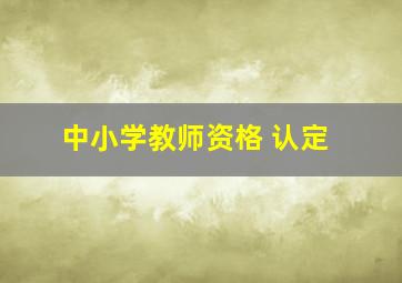 中小学教师资格 认定